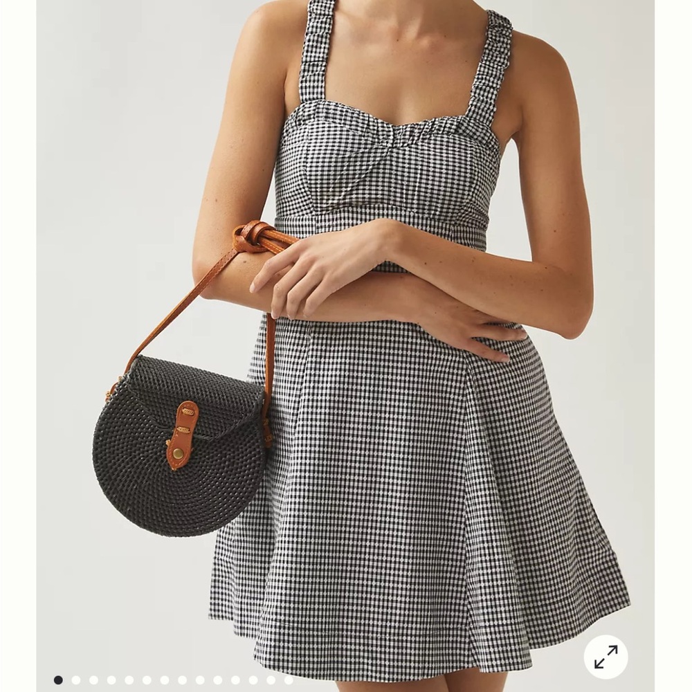 Black and White Gingham Maeve Mini Dress with pockets by Anthropologie